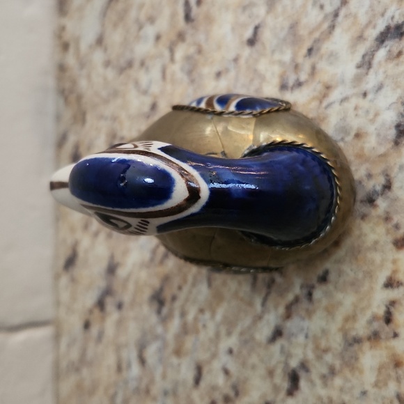 Vintage Handcrafted Tonala Ceramic and Brass Ducks - Picture 5 of 11
